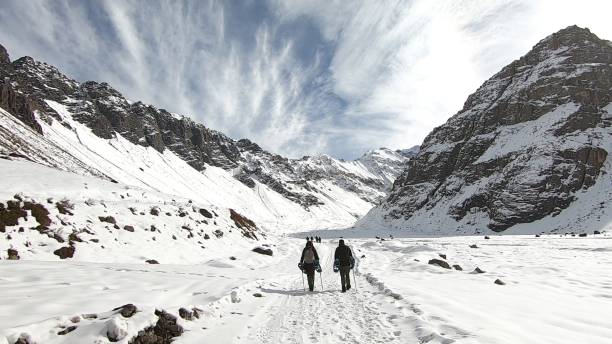 Mountain snow, valley and landscape